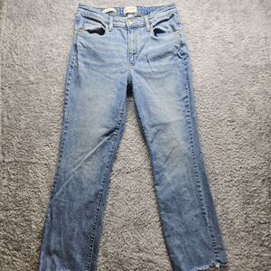 Universal Thread Ankle Bootcut Womens Blue Lightwash Jeans Size 8 Raw Hem Casual